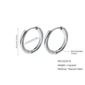 Polished silver titanium steel hoop earrings 20mm diameter minimalist style for women - 2.0*16mm / Steel