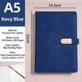 A5 navy blue PU leather notebook with a metal magnetic buckle and 100 sheets - A5 (With Buckle / 100 Sheets) / Navy Blue