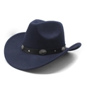 Classic dark blue western cowboy hat with studded leather band and silver conchos - M(56-59CM) / Navy Blue