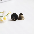 Pair of vintage bronze metal cow bells with top hanging loops for DIY decor - 26mm