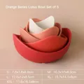 Set of 5 nesting lotus-shaped ceramic bowls in a warm orange gradient color palette - Lotus Shape Bowl / 5 Pieces / Orange Series