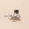 Silver flower cartilage stud in stainless steel with clear crystals, size 1.1cm x 0.5cm - Silver 3# Arc Five Stones