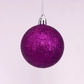 Sparkling purple Christmas ornament with glitter finish and silver hanging cap - 2cm / Purple Glitter (No Cap/String)