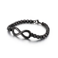 Men's minimalist black infinity symbol box chain bracelet in durable stainless steel - Black (KB130529-KFC)