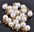 Bulk white pearl pendants with gold caps and rhinestones for wedding favor boxes - Pearl Pin / 6.5*6.5*6.5cm