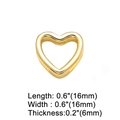Detailed size view of a polished gold heart pendant with dimensions 16mm by 16mm - Hollow Heart Slider
