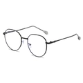 Gafas cuadradas negras de metal anti-luz azul para mujer mostradas en un ángulo de 45° - Marco Negro