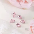 Pink 6x10mm irregular faceted nail crystals D092 set on white lace and silk flowers - D092 Axe Shape 6X10mm