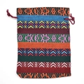 Ethnic cotton drawstring pouch with colorful geometric jacquard patterns - Thin Stripes 51