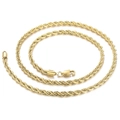 Collar de cadena de cuerda trenzada dorada para hombre y mujer con cierre de langosta - 4mm / 50 cm (20 pulgadas) / Dorado