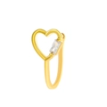Gold non-pierced heart-shaped nose ring with a rectangular cubic zirconia stone - KC Gold 10964
