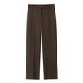 Women's dark brown wide-leg dress pants set in premium tailored fabric with belt - XS / Bottoms / Dark Brown