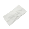 White ribbed knit yoga headband with crossover knot design for women - White