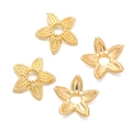 Macro shot of gold five-petal flower charms with textured finish and center hole for DIY - Style 04 (8x8.5mm) / 20 Pieces Set