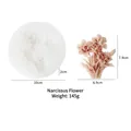 Narcissus flower silicone mold with finished beige floral craft and product dimensions - Narcissus