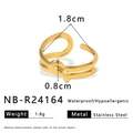 Detailed view of the 1.8cm inner diameter and 0.8cm width of this gold knotted steel ring - Adjustable Open / Gold Knotted Design Style (NB-R24164)