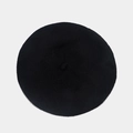 Top down view of black knit beret showing textured diamond lattice and top stalk detail - M (56-58cm) / Black