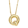 Collier lettre Q plaqué or 18 carats avec zircons cubiques et chaîne à billes O - Lettre Q