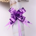 Purple pull bow ribbon with printed heart patterns for gift wrapping and decoration - Purple Heart