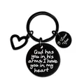 Black stainless steel heart keychain with I Love You and memorial quote engraving - God has you in his arms (XYY035) Black