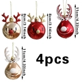 Set van 4 glitter eland kerstornamenten met maataanduidingen van 8cm en 11cm groot - Set van 4