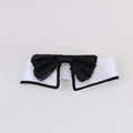 Papillon nero di paillettes con colletto bianco rigido per costumi e animali domestici - Fiocco Bianco