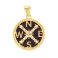 Gold compass pendant with blue glitter dial and star-shaped stone inlay accessory - Compass-Blue Sand