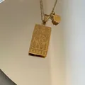 Collar signo del zodiaco Aries con colgante rectangular dorado y pequeño dije redondo - Aries