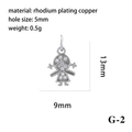 Silver girl pendant in rhodium plated copper with cubic zirconia for jewelry making - Silver Girl Head (P05815-G-2)
