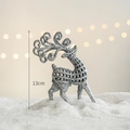 Sparkling silver glitter reindeer ornament with hollow patterns and 13cm height - 13cm / Set of 4 / Silver Christmas Reindeer 4pcs