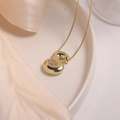 Minimalist 18K gold plated balloon bubble S letter pendant necklace with a mirror finish - Letter S (Single Pendant)