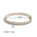 Macro view of gold-plated stainless steel bangle with rectangle cubic zirconia stones - White Baguette Zirconia Style (HF-B5119-S-WT)