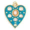 Golden heart-shaped copper pendant with blue turquoise enamel and sparkling zircons - Zirconia Heart-Sky Blue