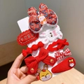8-piece festive red girls hair clip set with bunny embroidery and lucky charms - Red Floral Bow Hair Clip 9-Piece Set