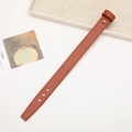 Brown leather wrist strap detail with metal rivet fastener and adjustment holes - Without Rivets / Dark Brown