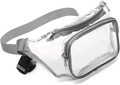Clear waterproof PVC running waist bag with grey nylon strap and zipper compartments - Gray