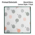 Absorbent multi-layer cotton kitchen cleaning cloth with lemon print and green stitched edges - Green Edge Lemon Style / 30*30CM 9 Layers Cotton Printed