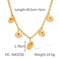 Especificaciones detalladas del collar de sol dorado con dimensiones de cadena en O - Colgante de Cara de Sol Dorado (HC-N40256)