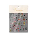 3D embossed nail stickers featuring pink bears, punk cats, roses and flame designs - Retro Pink Cat Punk Series (to1781)