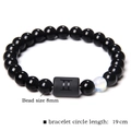 Black beaded Gemini zodiac bracelet with 8mm natural stones and matte metal charm - Gemini