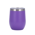 Vue détaillée d'une tasse à œuf violette 12oz avec couvercle en plastique transparent - Violet