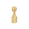Macro view of a gold-plated 3D bubble letter B charm with a smooth metallic finish - Letter B / Pendant Only (Without Chain)