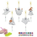 DIY Halloween ghost diamond painting keychain set with rhinestones and crystal pendants - Cute Little Ghost Style