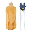 Ensemble cuillère et fourchette bébé en PPSU orange avec baguettes et boîte de rangement - Fourchette Cuillère Orange + Boîte + Baguettes d'apprentissage