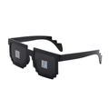 Black pixel mosaic sunglasses featuring decorative white Chinese characters on lenses - Domineering Style