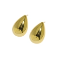 Elegant gold teardrop stud earrings in minimalist polished S925 silver for women - 925 Silver / 18K Gold
