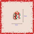 Pendentif cadeau de Noël en alliage émaillé rouge et vert, finition dorée 13x10mm - Boîte Cadeau de Noël
