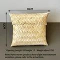 Scatola regalo quadrata in bambù intrecciato a mano 16cm con coperchio naturale - Scatola Piatta Stile Semplice