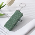 Pastillero rectangular verde de aleación de aluminio con diamantes de imitación brillantes - Verde claro