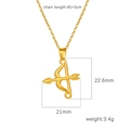 Golden cupid bow and arrow pendant necklace in 18K plated stainless steel with dimensions - Bow & Arrow Shape (Gold MS-631)